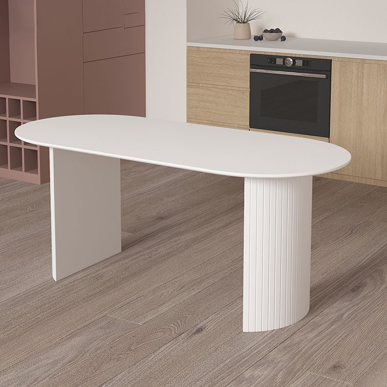 Stone Top Table Contemporary Dining Table with Sled Base in White Clearhalo 'Dining Tables & Seating' 'Dining Tables' 'dining_table' 'Furniture' 'furniture_dining_table' 'Kitchen & Dining Furniture' 'kitchen' 'kitchen_dining_table' 1200x1200_6f7139e7-779d-4b87-b2c1-41ca8162fd4f