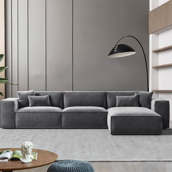 Stile Nordico Sezione sezione Ampiante di braccio quadrate in lattice/giù/spugna divano grigio