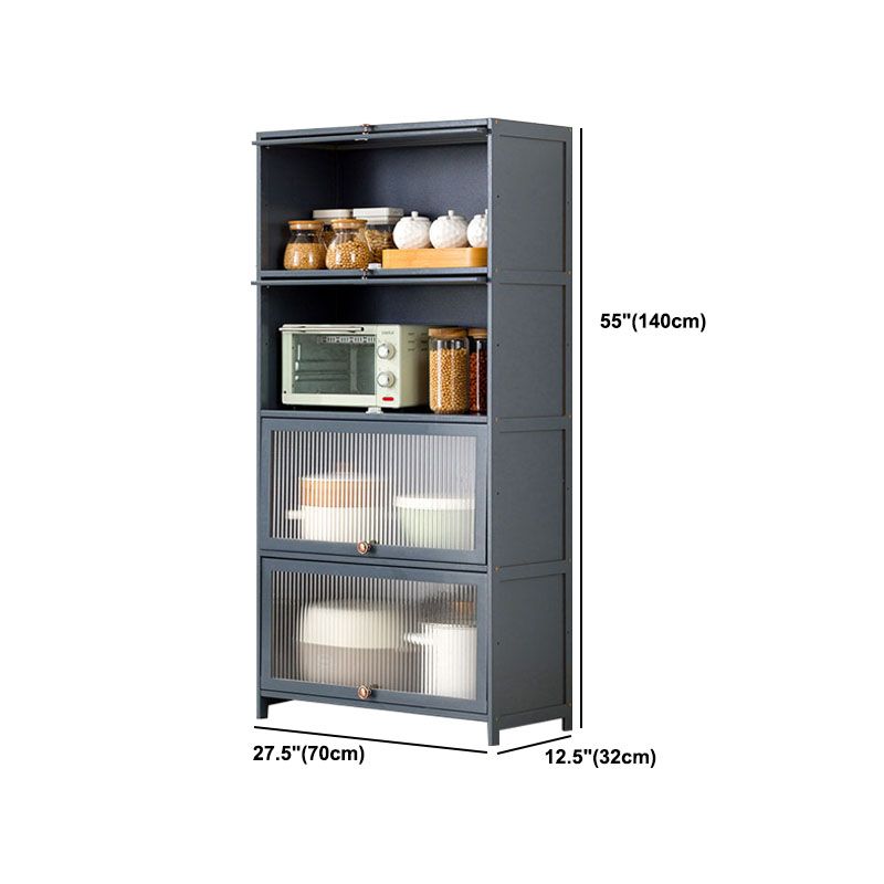 Puertas de vidrio gris Servidor de comedor Servidor de bambú contemporáneo para cocina