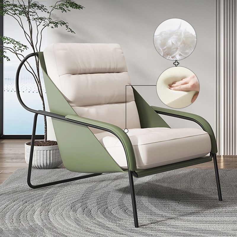 Mid-century Pu Leather Lounge Chair Solid Color Sewn Pillow Back Chair Clearhalo 'Accent Chairs' 'accent_chairs' 'Chairs & Seating' 'furn' 'furn_accent_chairs' 'Furniture' 'Living Room Furniture' 1200x1200_6f73a847-b1bf-4fdc-a592-4e7eb231018a