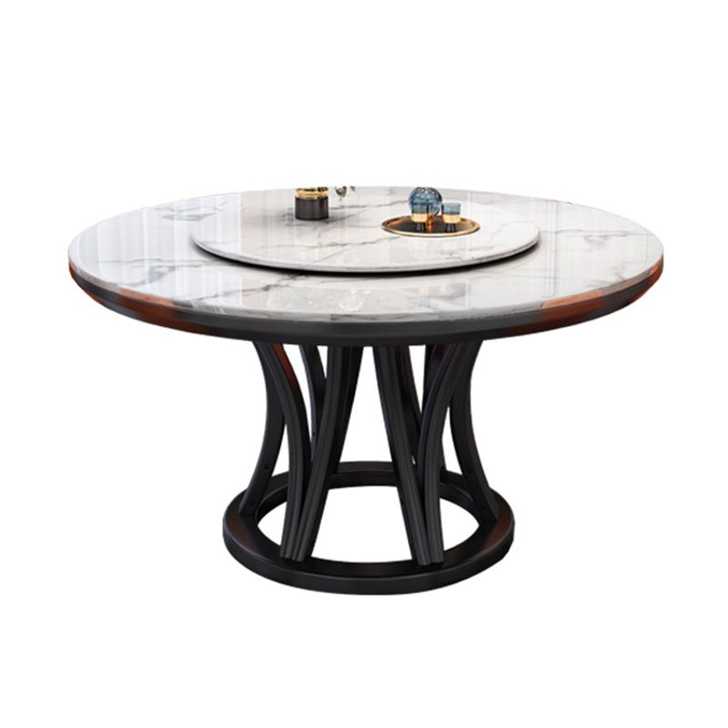 Round Dining Table Modern Dining Table with Wood Pedestal in Black Clearhalo ' dining_table' 'Dining Tables & Seating' 'Dining Tables' 'furn' 'furn_dining_table' 'Furniture' 'furniture_dining_table' 'Kitchen & Dining Furniture' 'kitchen&dining_furn' 'kitchen' 'kitchen_dining_table' 1200x1200_6f741df0-26b6-463b-bea8-7bb7b2d1b2db