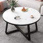 Glam Slate Round Cocktail Table in White 17.7" H Frame Coffee Table
