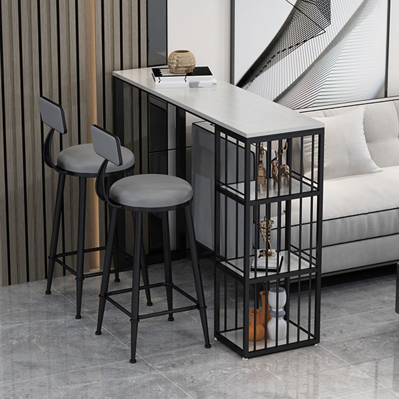 Low Back Dining Stools Round Armless Bar Stools with Metal Base