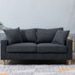 Scandinavian Sofa with 2 Pillows Square Arm Living Room Fabric Seating