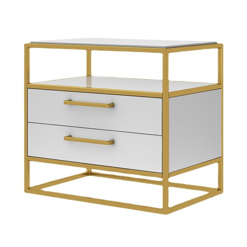 Metal and Wood Bedside Cabinet Modern Minimalist Open Bedside Table with Legs Clearhalo 'Bedroom Furniture' 'furn' 'furn_night_stand' 'Furniture' 'night_stand' 'Nightstands' 1200x1200_6f7a7112-8551-4bae-a7fe-241260766163