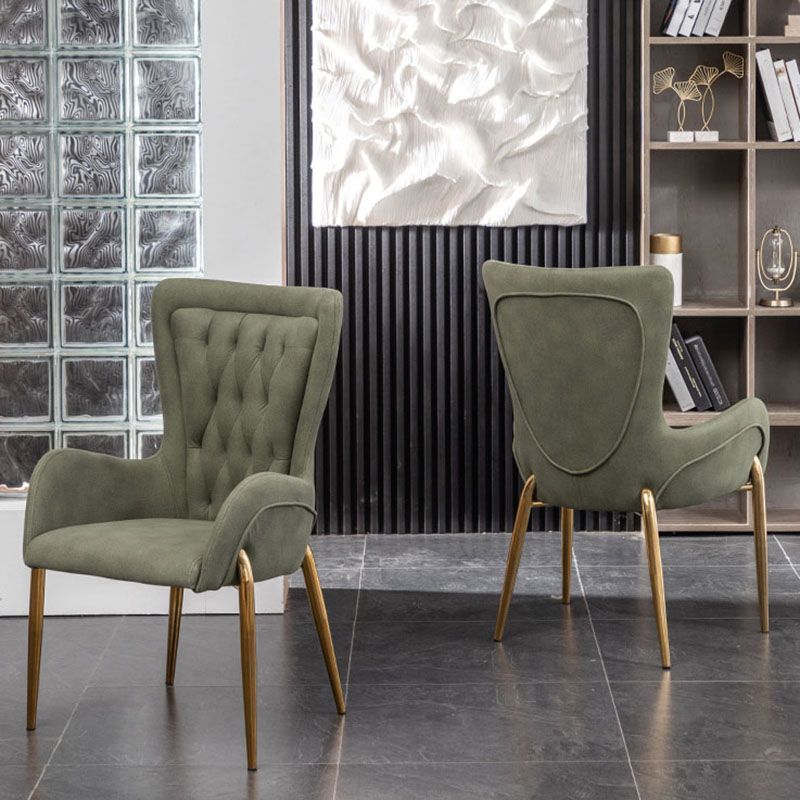 Glam Metal Arm Dining Chair Upholstered Dining Side Chair for Home Use Clearhalo ' kitchen&dining_furn' 'Dining Chairs' 'Dining Tables & Seating' 'dining_chair' 'furn' 'furn_dining_chair' 'Furniture' 'furniture_dining_chair' 'Kitchen & Dining Furniture' 'kitchen' 1200x1200_6f7bb791-d098-4998-bca3-576b9b84dfc3