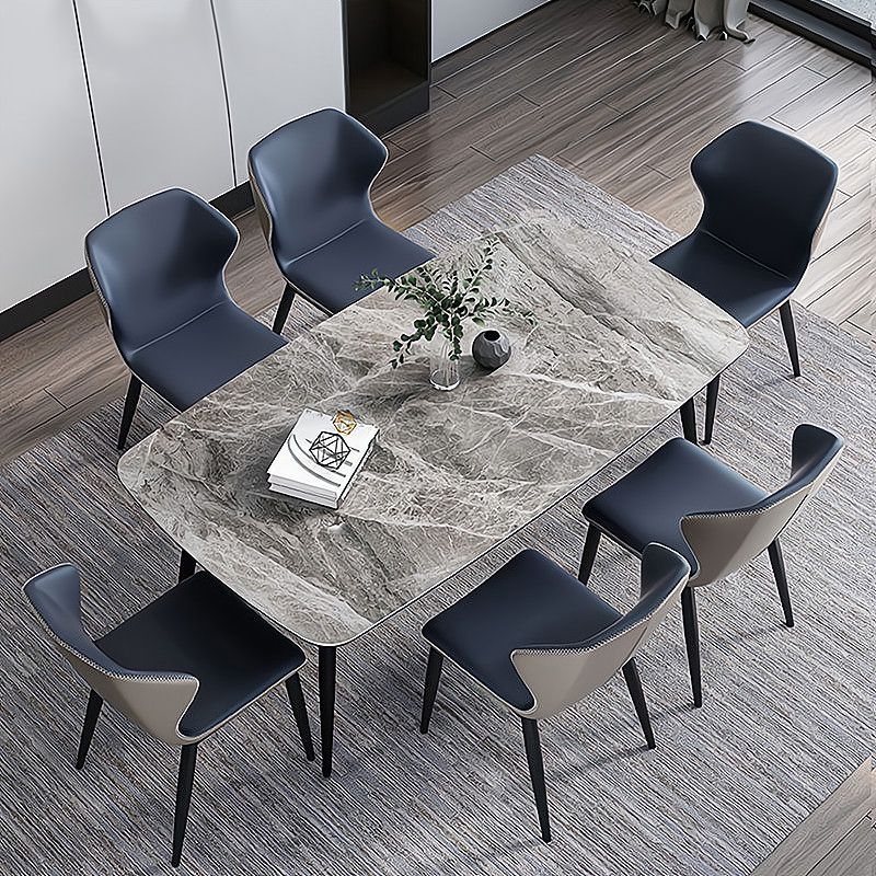 Sintered Stone Dining Table Industrial Style Black 4 Legs Base Rectangle Table for Dining Room Clearhalo ' dining_table' 'Dining Tables & Seating' 'Dining Tables' 'furn' 'furn_dining_table' 'Furniture' 'furniture_dining_table' 'Kitchen & Dining Furniture' 'kitchen&dining_furn' 'kitchen' 'kitchen_dining_table' 1200x1200_6f7bc552-829b-4508-86c7-36ec69dbc75d