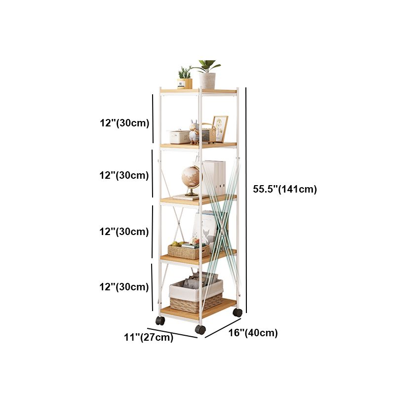 Scandinavian Style Etagere Bookcase Metal Open Back Bookshelf with Wheels Clearhalo 'Bookcases' 'furn' 'furn_bookcases' 'Furniture' 'furniture_bookcases' 'Office Furniture' 1200x1200_6f7d726b-838e-41d8-a3fd-5df4b70d1f88