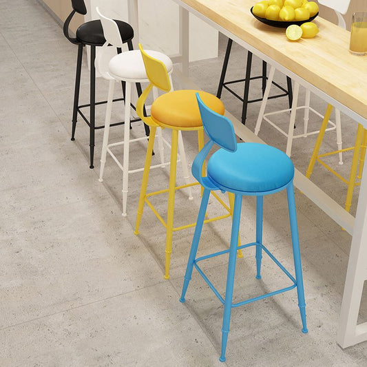 Matte Finish Iron Bar Stool Industrial Low Back Milk Tea Shop Stool Clearhalo 'Bar Furniture' 'Bar Stools' 'bar_stools' 'furn' 'furn_bar_stools' 'Furniture' 'furniture_bar_stools' 'Kitchen & Dining Furniture' 1200x1200_6f7f41ea-ebbd-44e4-bbb3-2e52d5bfefdb