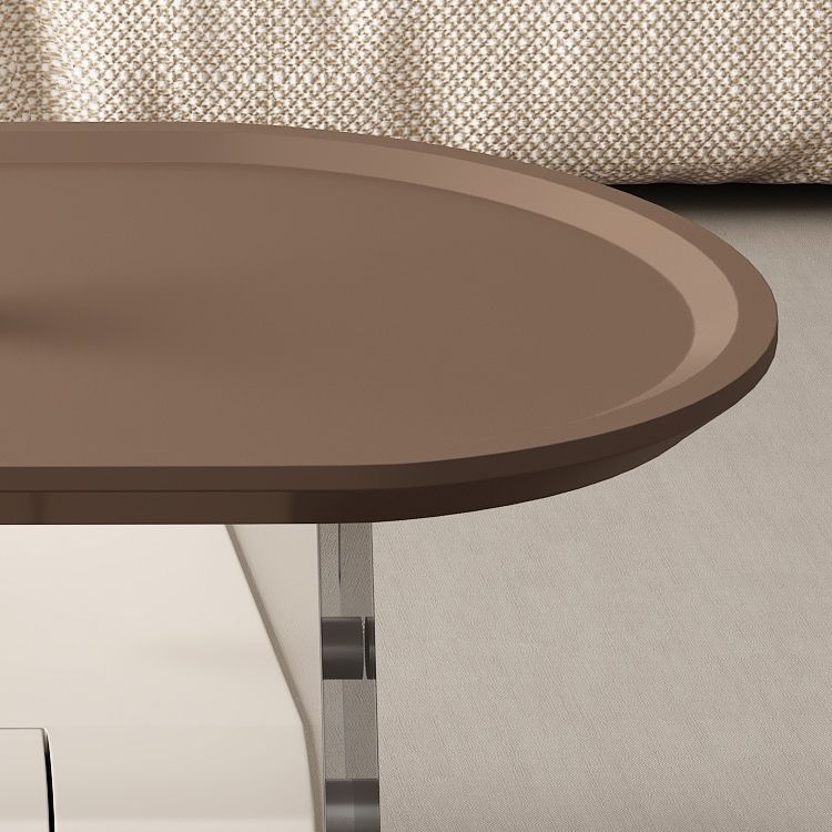 Tavolino ellittico marrone 15,7 "H 1 tavolino da cocktail con gambe acriliche