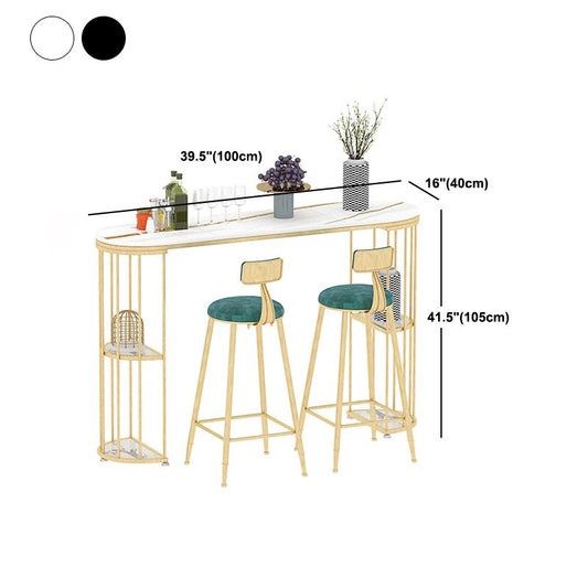 Tavolo da bar in stile glam in pietra ovale banda bar con archiviazione