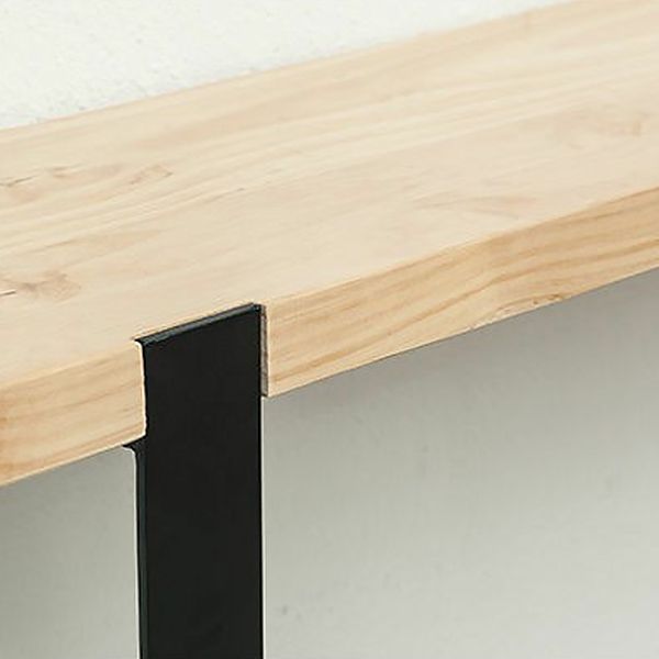 Table de bar rectangulaire avec plateau en bois de pin, table de bistro moderne avec double piédestal