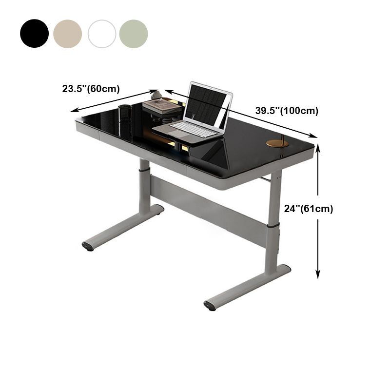 Zeitgenössischer Stand Desk Converter White Metal Trestle Base Desk für Büro