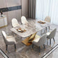 Modern Sintered Stone Rectangle Dining Room Table with Microfiber Leather Chairs for Home Clearhalo 'Dining Room Sets' 'Dining Tables & Seating' 'dining_room_set' 'furn' 'furn_dining_room_set' 'Furniture' 'furniture_dining_room_set' 'Kitchen & Dining Furniture' 'kitchen&dining_furn' 'kitchen' 1200x1200_6f83cd7f-d81b-428e-bfa1-78697cbeef9c