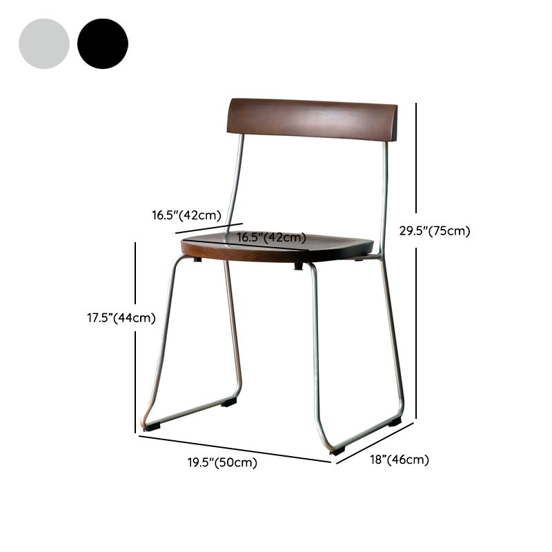 Modern Backrest Armless Wood Chair with Metal Legs for Dining Room Clearhalo 'Dining Chairs' 'Dining Tables & Seating' 'dining_chair' 'furn' 'furn_dining_chair' 'Furniture' 'Kitchen & Dining Furniture' 1200x1200_6f8910f1-b2b9-4c8f-a494-a58a3e8e61b7