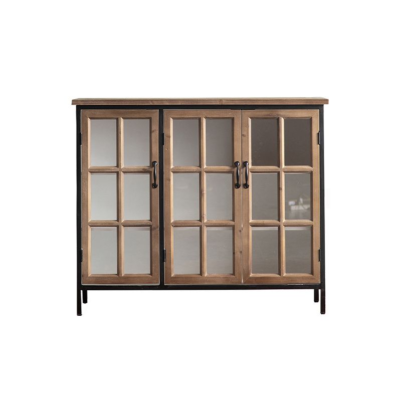 Wood and Iron Chest with Doors Bar Pulls Accent Cabinet with Shelves Clearhalo 'Cabinets & Chests' 'cabinets_chests' 'furn' 'furn_cabinets_chests' 'Furniture' 'Living Room Furniture' 1200x1200_6f891a53-5993-4927-909d-bef4e1d601f8