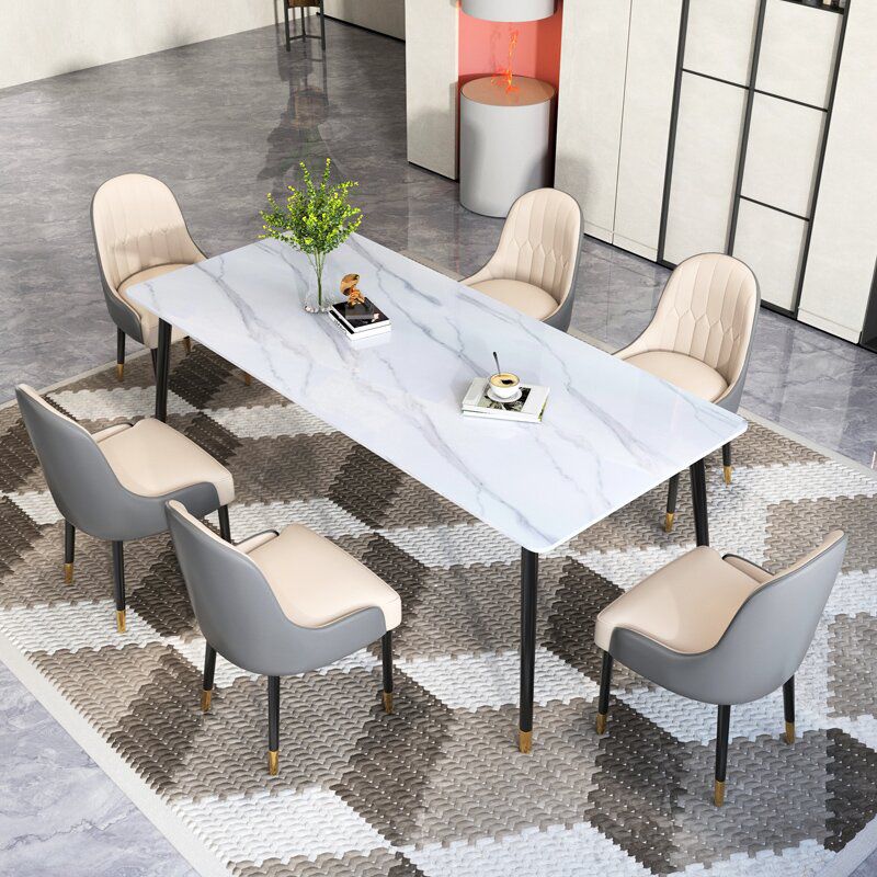 Sintered Stone Dining Table Traditional Luxury White Table with 4 Legs Clearhalo 'Dining Tables & Seating' 'Dining Tables' 'dining_table' 'furn' 'furn_dining_table' 'Furniture' 'furniture_dining_table' 'Kitchen & Dining Furniture' 'kitchen' 'kitchen_dining_table' 1200x1200_6f8976de-5d31-478c-8dd5-590ed8636813
