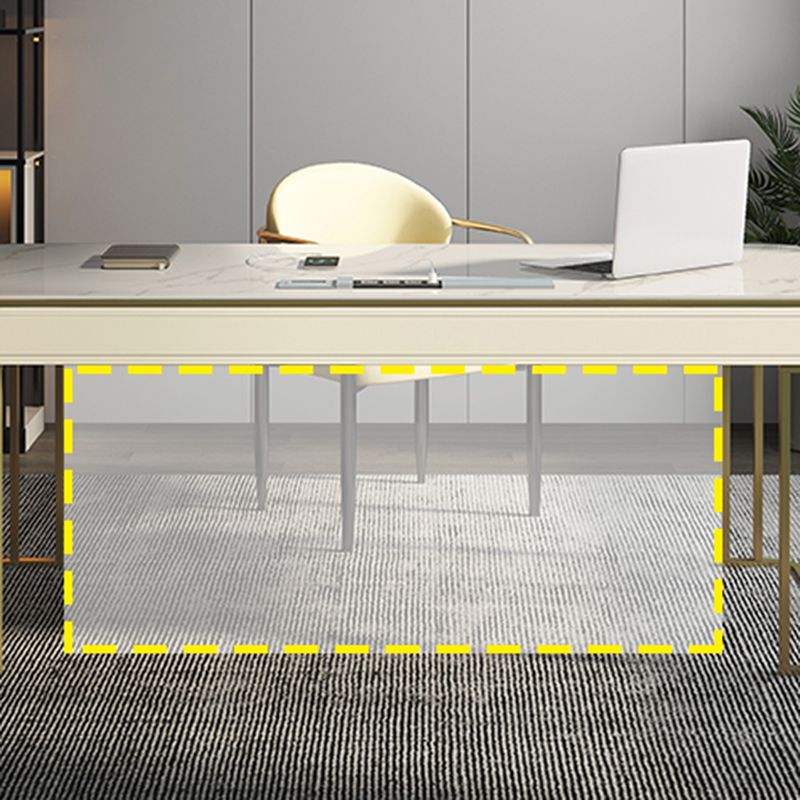 Modern Stone Office Desks Rectangular Shape Task Desks with 2-Drawers in White Clearhalo 'furn' 'furn_office_desk' 'Furniture' 'Office Desks' 'Office Furniture' 'office_desk' 1200x1200_6f8b5edc-cf4f-495e-87b0-cbd716cf6b2c