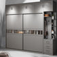 Contemporary Wooden Wardrobe Gray Colour Wardrobe Closet with Sliding Door