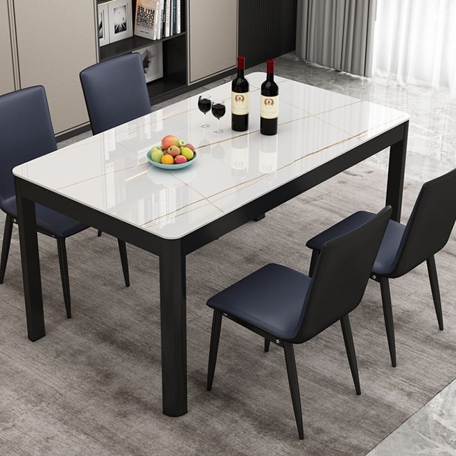 Modern Sintered Stone Dining Table Rectangular Table with Metallic Four-leg Clearhalo ' dining_table' 'Dining Tables & Seating' 'Dining Tables' 'Furniture' 'furniture_dining_table' 'Kitchen & Dining Furniture' 'kitchen&dining_furn' 'kitchen' 'kitchen_dining_table' 1200x1200_6f8eca3f-9837-4234-a4f9-5895caf1e578