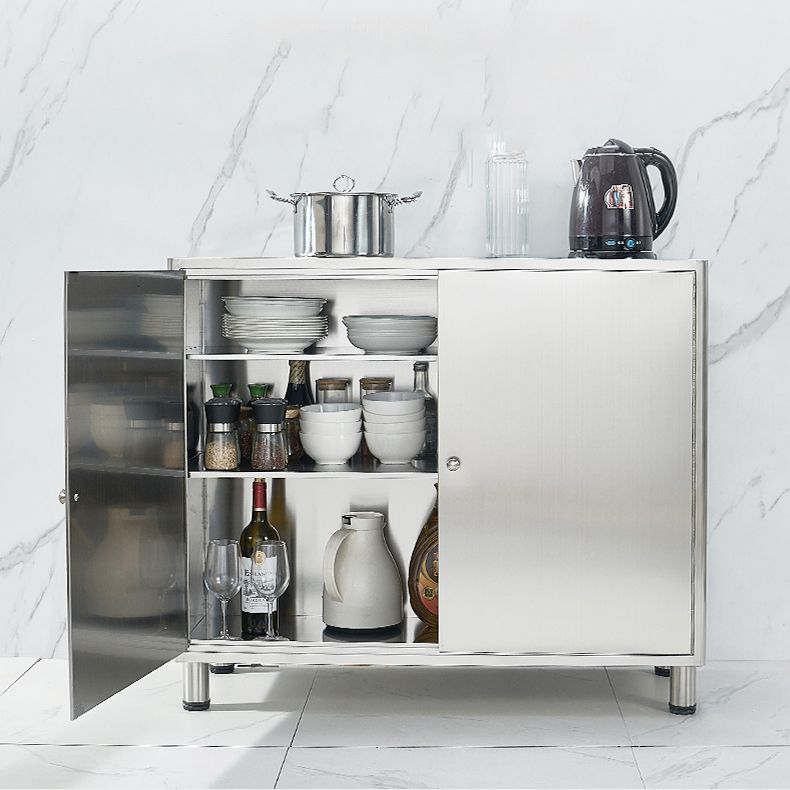 Stainless Steel Sideboard Cabinet Modern Server Cabinet with Storage for kitchen Clearhalo 'buffet_sideboard' 'Buffets & Sideboards' 'furn' 'furn_buffet_sideboard' 'Furniture' 'furniture_buffet_sideboard' 'Kitchen & Dining Furniture' 1200x1200_6f8f18fa-4d78-4b73-9248-9c92a5d34098