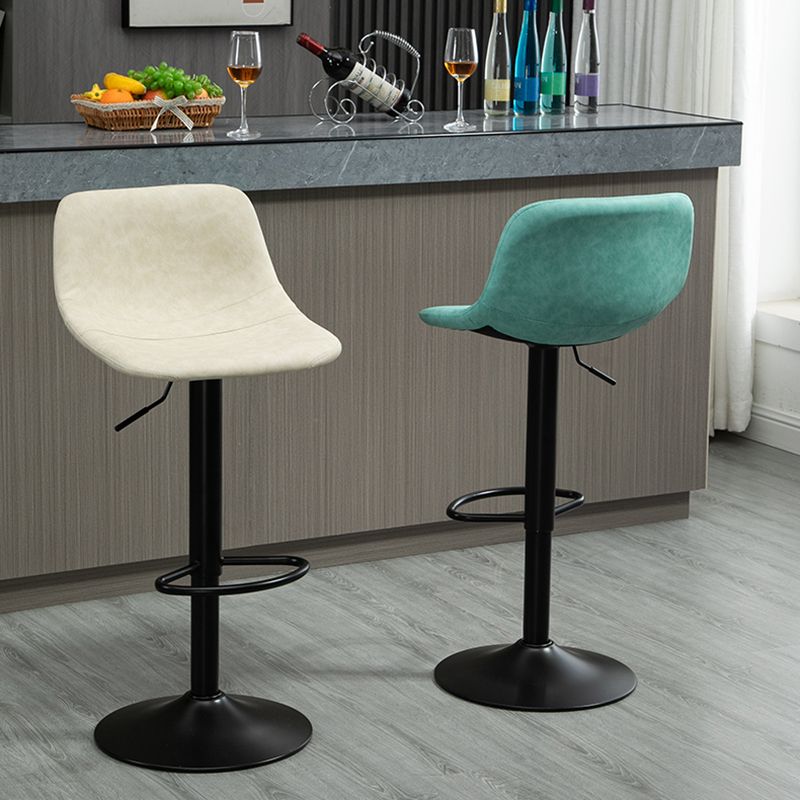 Contemporary Metal Barstool Faux Leather Footrest Stool Adjustable in Matte Finish Clearhalo 'Bar Furniture' 'Bar Stools' 'bar_stools' 'furn' 'furn_bar_stools' 'Furniture' 'Kitchen & Dining Furniture' 1200x1200_6f8fa2aa-c117-435f-b046-7c667d85f252