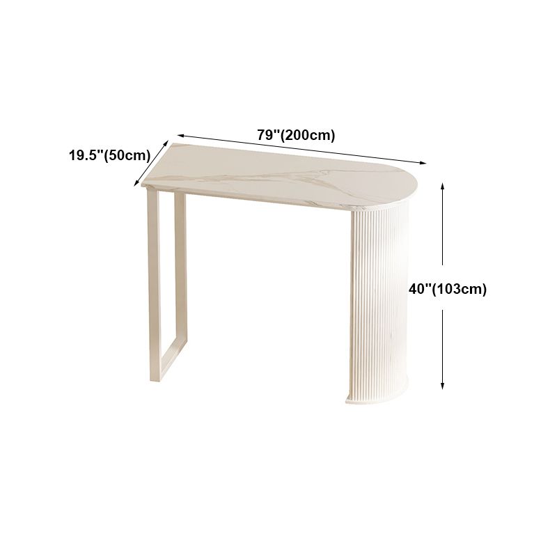 Industrial White Stone Pub Bar Table Indoor Steel Bar Dining Table with Double Pedestal Clearhalo 'Bar Furniture' 'Bar Tables' 'bar_tables' 'furn' 'furn_bar_tables' 'Furniture' 'furniture_bar_tables' 'Kitchen & Dining Furniture' 1200x1200_6f8fb9c2-6f9a-4f46-a67e-3c1d9422e205