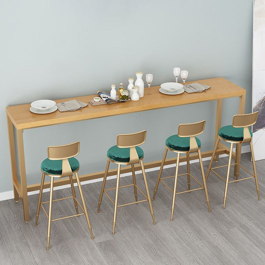 Glam Bar Height Table Solid Wood Top Bistro Bar Table with Trestle Base