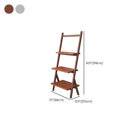 Modern Style Open Back Bookshelf Ladder Wooden Bookcase for Home Office