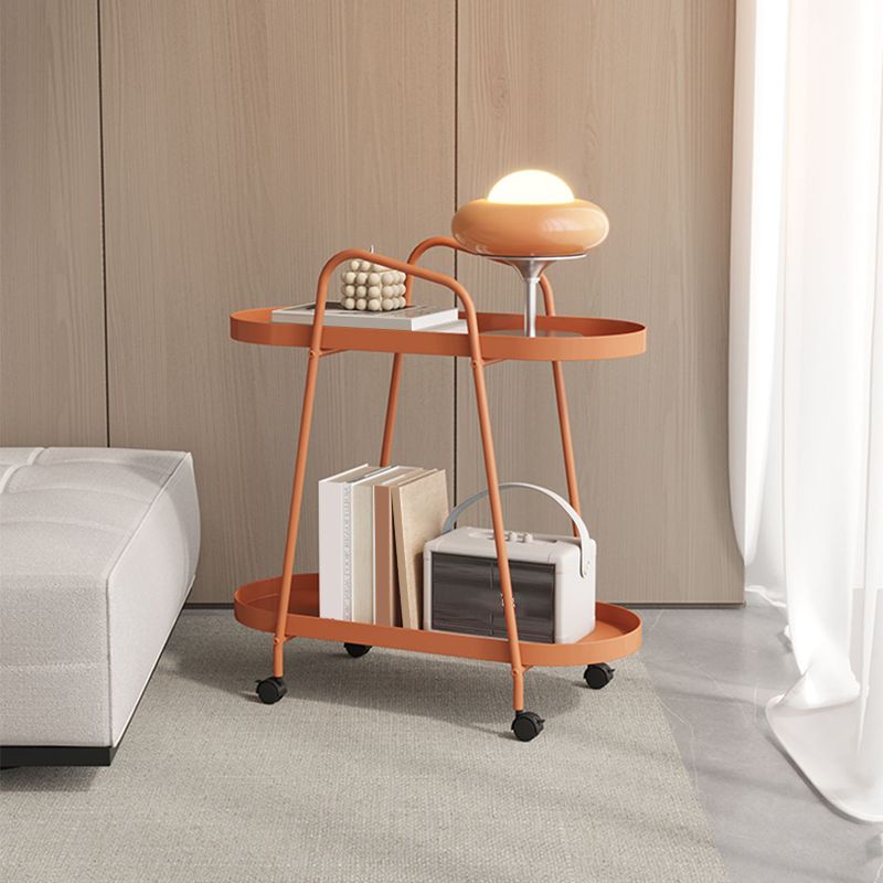 25.19" Tall 4 Legs Side Table with Metal Shelves Oval End Table Stand Clearhalo 'Coffee & Accent Tables' 'End & Side Tables' 'end_side_tables' 'furn' 'furn_end_side_tables' 'Furniture' 'Living Room Furniture' 1200x1200_6f961855-10df-40d4-9ed3-6846319bd129