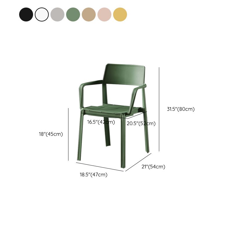 Stacking Plastic Arm Chair Glam Open Back Dining Arm Chair for Dining Room