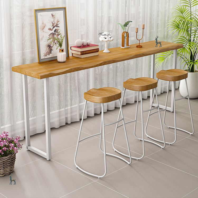 Rectangle de table de bar à bois massif rectangle Ensemble de comptoir 1/4 pièces avec tabourets sans dos
