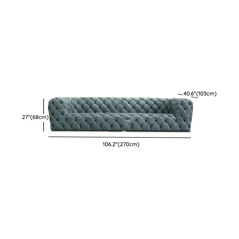 Sof de bras de smoking en cuir authentique 26,8 "H Setrée touflée en bleu