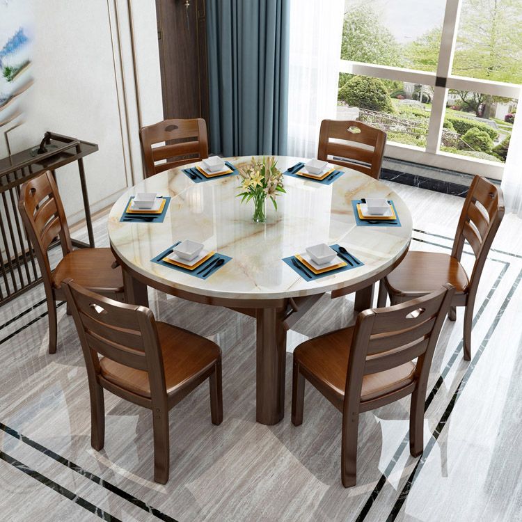 Modern Stone Round Dining Table Rubber Wood Legs for Dining Room Clearhalo 'Dining Tables & Seating' 'Dining Tables' 'dining_table' 'furn' 'furn_dining_table' 'Furniture' 'Kitchen & Dining Furniture' 1200x1200_6f98bc73-110a-4f09-8f04-30dc9daf9b7c