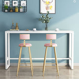 Glam Low Back Upholstered Dining Stools Round Bar Stools with Footrest