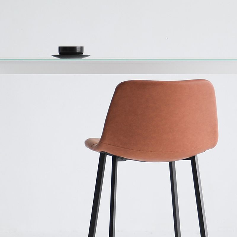 Industrial Bucket Counter Chair Faux Leather Footrest Dining Stool with Black Base