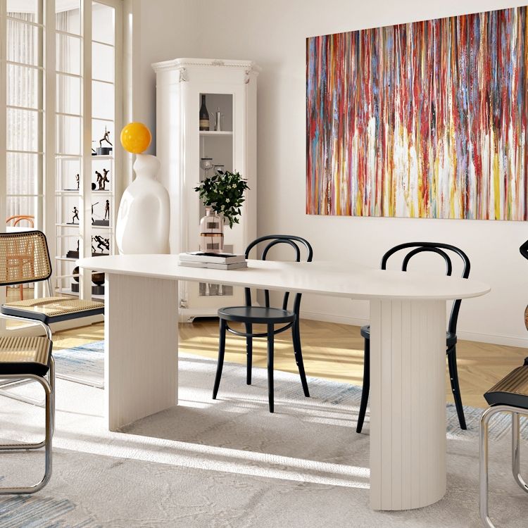 Oval Shape Simplicity Dining Table Fixed Table with Pinewood Solid Wood Clearhalo ' dining_table' 'Dining Tables & Seating' 'Dining Tables' 'furn' 'furn_dining_table' 'Furniture' 'furniture_dining_table' 'Kitchen & Dining Furniture' 'kitchen&dining_furn' 'kitchen' 'kitchen_dining_table' 1200x1200_6f9f2c83-2007-464c-868f-c477104eea3c