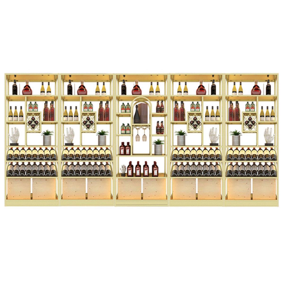 Freestanding Luxury Wine Jail Metal with Shelf Wine Rack Kit 11.8"Wide Clearhalo 'furn' 'furn_wine_racks' 'Furniture' 'Kitchen & Dining Furniture' 'Wine Racks' 'wine_racks' 1200x1200_6f9f4a9f-802e-4d44-9610-994cd1ed966b