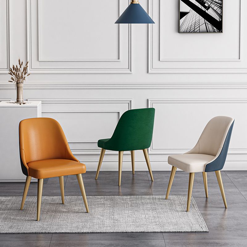 Nordic Design Faux Leather Dining Chairs Solid Back Armless Dining Chair Clearhalo ' kitchen&dining_furn' 'Dining Chairs' 'Dining Tables & Seating' 'dining_chair' 'furn' 'furn_dining_chair' 'Furniture' 'furniture_dining_chair' 'Kitchen & Dining Furniture' 'kitchen' 1200x1200_6fa17cf4-e24d-4892-84d9-ffe113e163d8