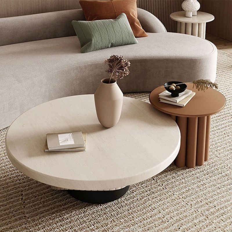 Modern Style Pedestal Base Cocktail Table Round Wooden Coffee Table