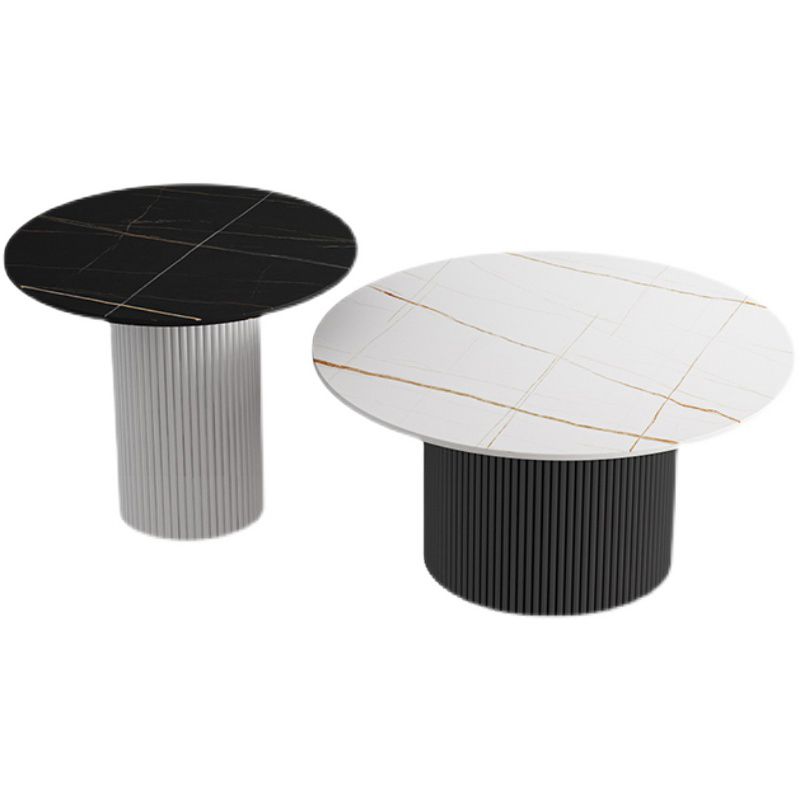 Round White Slate Coffee Table Pedestal 2 Nesting Coffee Table Set Clearhalo 'Coffee & Accent Tables' 'Coffee Tables' 'coffee_tables' 'furn' 'furn_coffee_tables' 'Furniture' 'furniture_coffee_tables' 'Living Room Furniture' 1200x1200_6fa1ab47-5076-4629-a242-dd91bc95da65