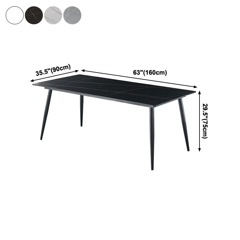 Rectangle Traditional Luxury Table Sintered Stone Table with 4 Black Legs Clearhalo ' dining_table' 'Dining Tables & Seating' 'Dining Tables' 'furn' 'furn_dining_table' 'Furniture' 'furniture_dining_table' 'Kitchen & Dining Furniture' 'kitchen&dining_furn' 'kitchen' 'kitchen_dining_table' 1200x1200_6fa3973c-b70e-4e01-a1a3-441680ad28af