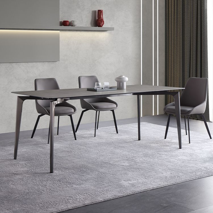 Minimalist Dining Table Set Metal Frame Grey Slate Rectangular Dining Table Set with 4 Legs Base Clearhalo 'Dining Room Sets' 'Dining Tables & Seating' 'dining_room_set' 'furn' 'furn_dining_room_set' 'Furniture' 'furniture_dining_room_set' 'Kitchen & Dining Furniture' 'kitchen&dining_furn' 'kitchen' 1200x1200_6fa51dab-805f-4d1b-9e22-90463604562e