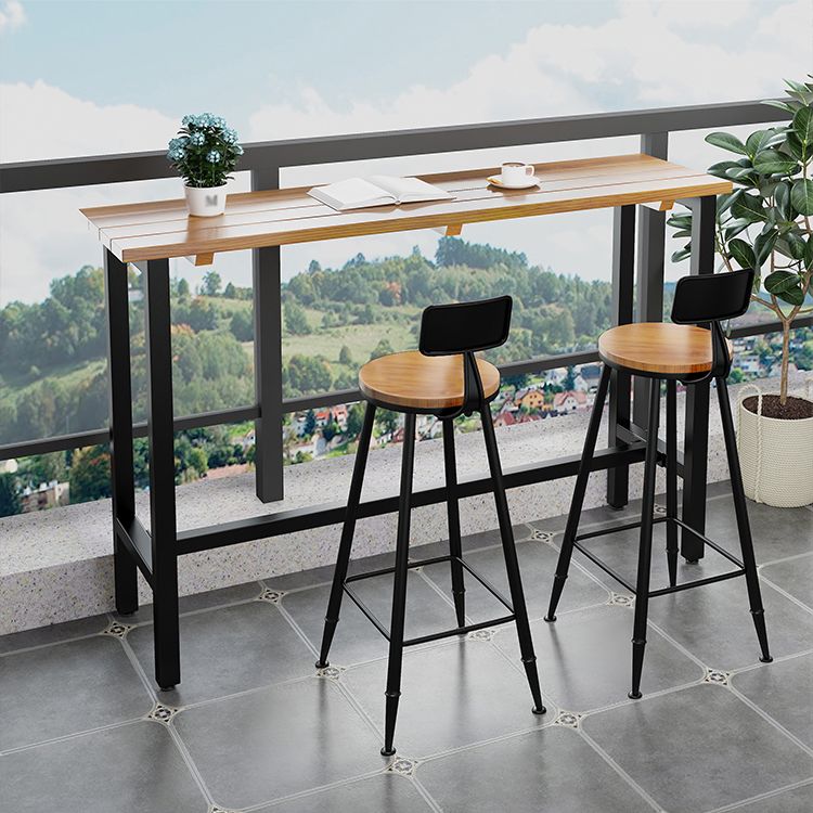 Rectangle Bar Dining Table Contemporary Bar Table with Trestle Base in Black Clearhalo 'Bar Furniture' 'Bar Tables' 'bar_tables' 'furn' 'furn_bar_tables' 'Furniture' 'furniture_bar_tables' 'Kitchen & Dining Furniture' 1200x1200_6fa52ab0-56d1-430c-88ae-ef86cdce5f35