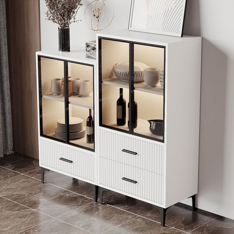 Contemporary Display Stand Faux Wood Storage Cabinet for Dining Room