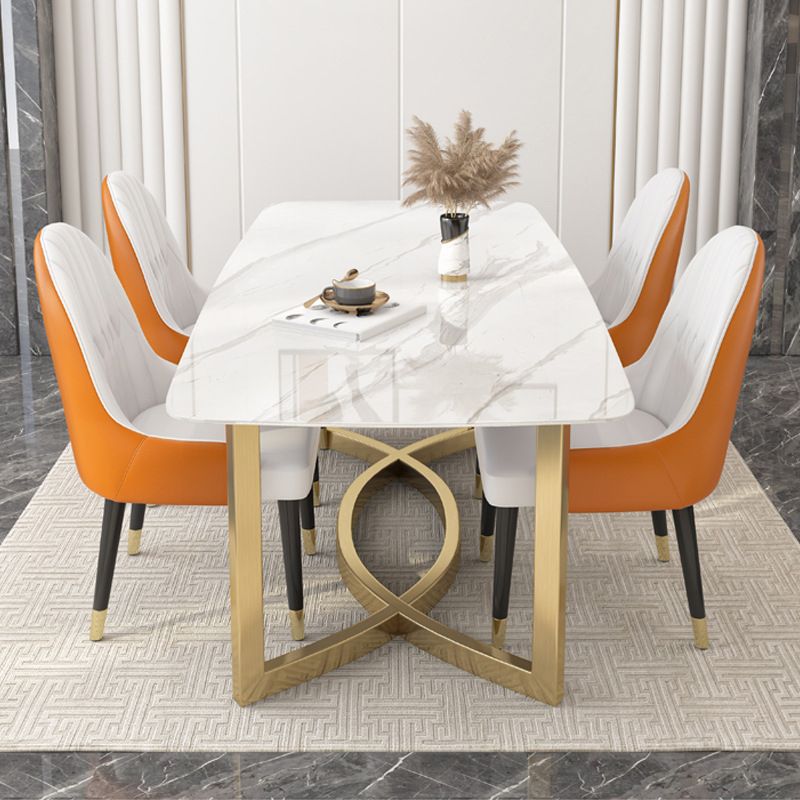 Ensemble de salle à manger rectangulaire luxueux, ensemble de Table de dinette en pierre frittée, 1/4/5/7 pièces