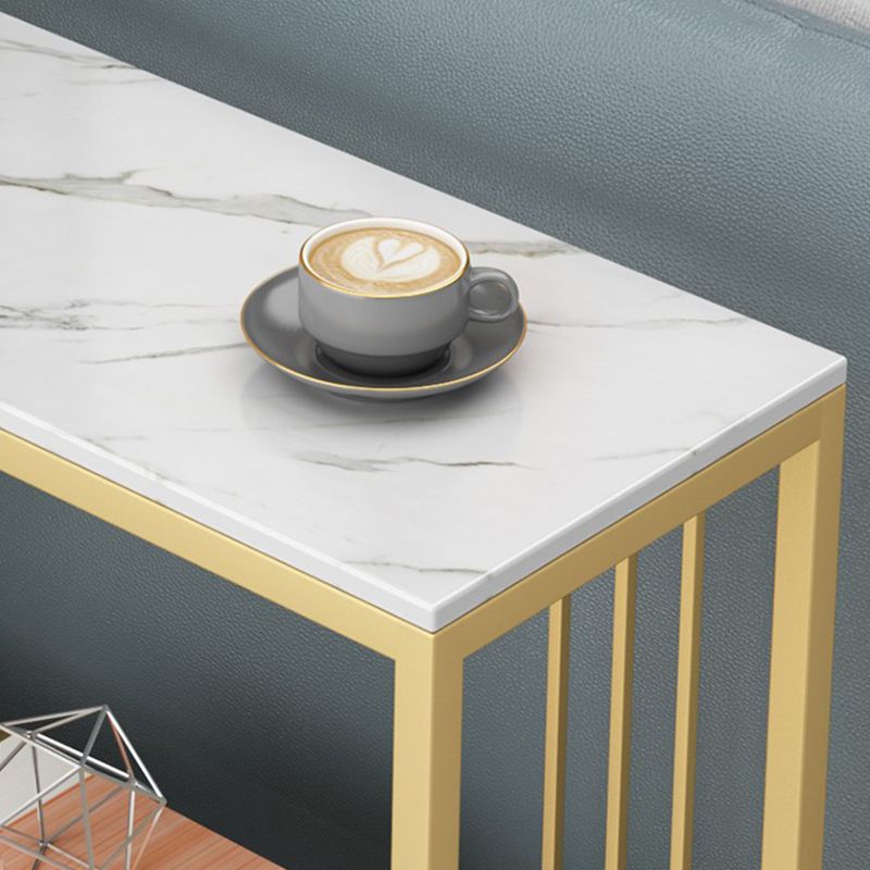 Metal Frame End Table 2-Tier Stone Top Accent Side Table with Shelf Clearhalo 'Coffee & Accent Tables' 'End & Side Tables' 'end_side_tables' 'furn' 'furn_end_side_tables' 'Furniture' 'Living Room Furniture' 1200x1200_6fa9a91f-5f9a-4b06-a773-1b601b8860eb