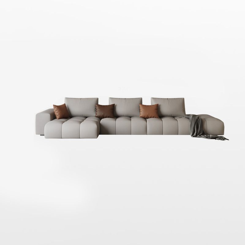American Traditional Faux Leather Cushions Sofa 37.4"High Square Arm Sofa,White Clearhalo 'furn' 'furn_sectionals' 'Furniture' 'furniture_sectionals' 'kitchen' 'kitchen_sectionals' 'Living Room Furniture' 'Sectionals' 1200x1200_6fa9fe59-e5ee-4ba1-b93c-00a79d1d401e