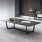 Modern Style Rectangular Slate Table with Metal Trestle Type Base Coffee Table