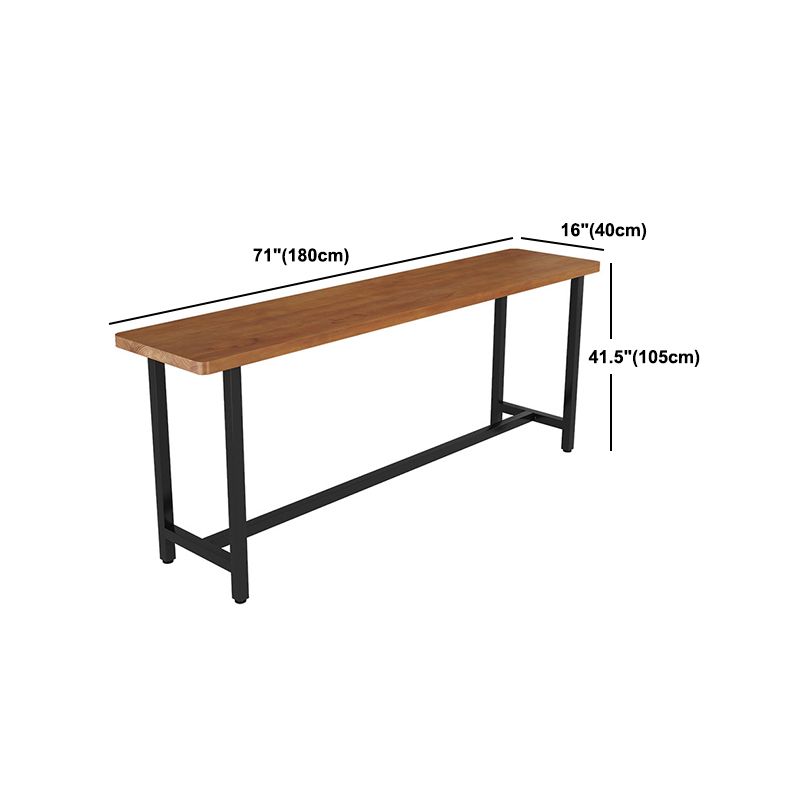 Mesa de barra de madera de pino marrón mesa de pub industrial con caballete de metal